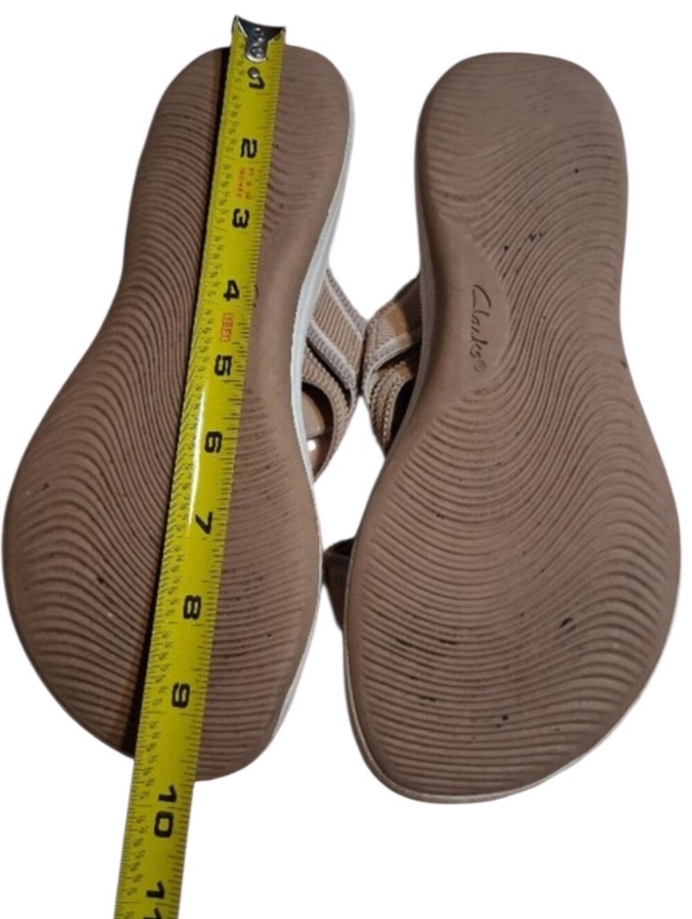 Clarks Cloudsteppers Taupe Slide Sandals Size 8.5 Coastal Grandma Gorpcore - Picture 7 of 7